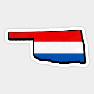 Red, White, and Blue Oklahoma Outline Sticker